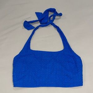 Blue halter cropped top